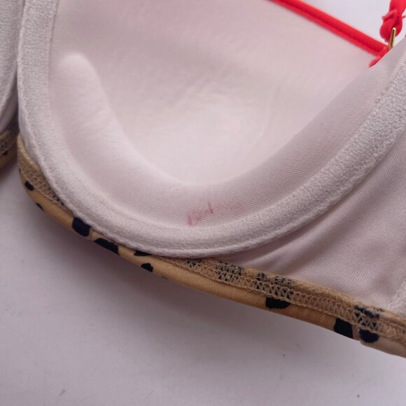 Y2K Victorias Secret 34B Unforgettable Demi Halter Bikini Top Leopard Orange X - Picture 6 of 8